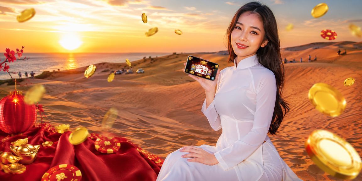 Phụ nữ mặc áo dài chơi bài tại Mũi Né trong không gian giải trí truyền thống